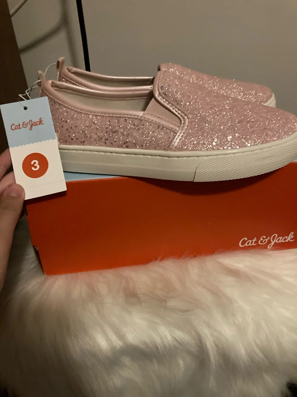 Cat & Jack Girls' Pink Glitter Slip-On Sneakers